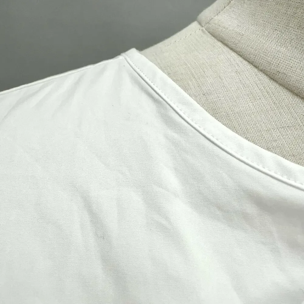 Abercrombie & Fitch Short-Sleeve Tie-Front‎ Top Solid White Size Medium NWT